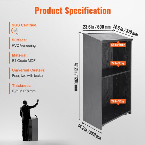 Podium Stand 47 in Hostess Stand with 4 Rolling Wheels Wood Podium with 4