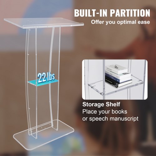 Acrylic Podium 47 Clear Acrylic Podium Stand with Wide Reading Surface