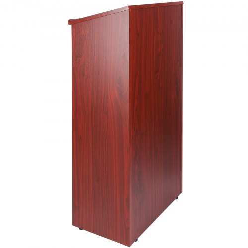 Podium Stand 47 inch Hostess Stand with 4 Rolling Wheels Wood Podium with 4