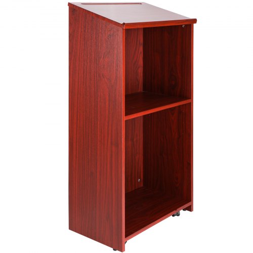 Podium Stand 47 inch Hostess Stand with 4 Rolling Wheels Wood Podium with 4