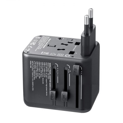 Universal Travel Adapter 5in1 International European Power Adapter with 2 USBC