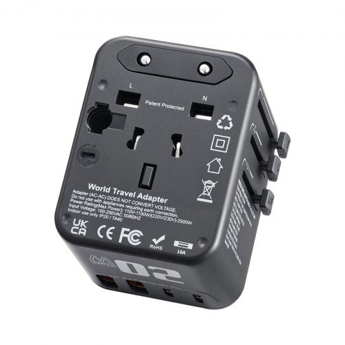 Universal Travel Adapter 5in1 International European Power Adapter with 2 USBC