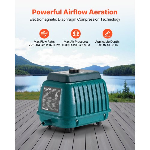 Linear Air Pump 221904 GPH Air Flow Septic Aerator Pump Aeration System