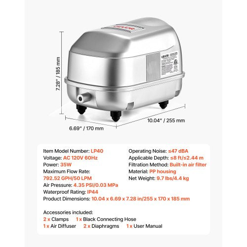 Linear Air Pump 79252 GPH Air Flow Septic Aerator Pump Aeration System
