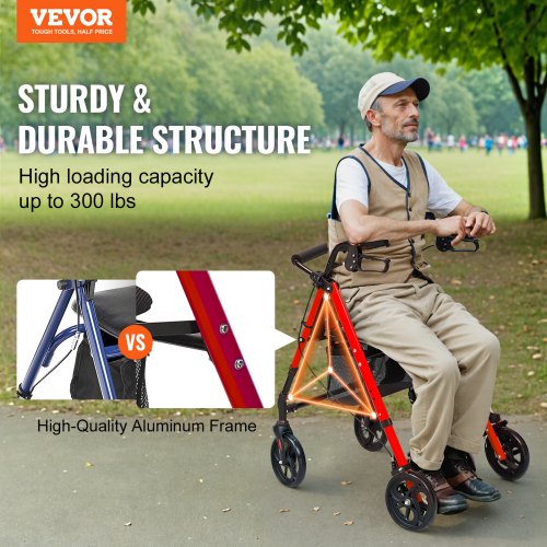 Rollator Walker for Seniors and Adult Lightweight Aluminum Foldable Rolling