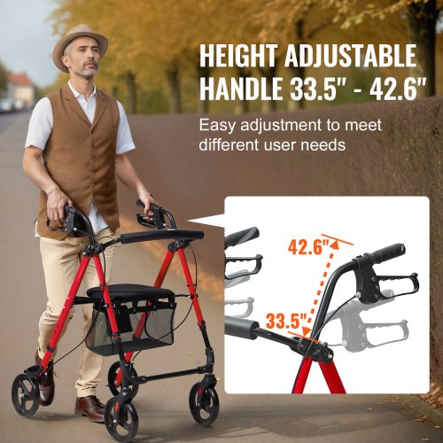 Rollator Walker for Seniors and Adult Lightweight Aluminum Foldable Rolling