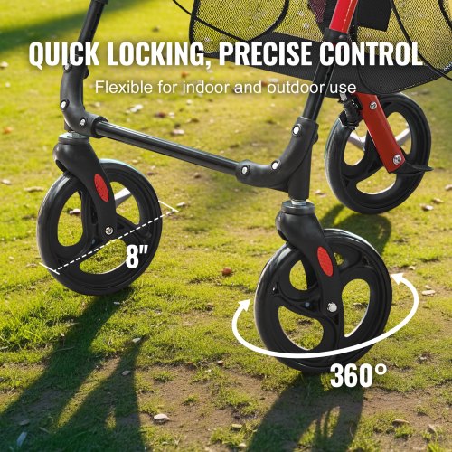Rollator Walker for Seniors and Adult Lightweight Aluminum Foldable Rolling