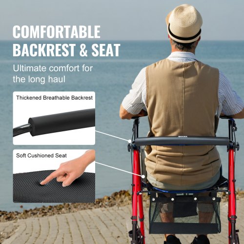 Rollator Walker for Seniors and Adult Lightweight Aluminum Foldable Rolling