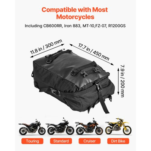 Motorcycle Tail Bag 30 L Motorcycle Rear Seat Bag with Waterproof Rain