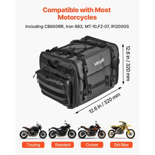 Motorcycle Tail Bag 4060 L Expandable Motorcycle Rear Seat Bag with Waterproof