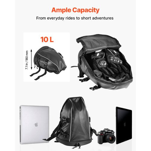 Motorcycle Tail Bag 10 L Motorcycle Rear Seat Bag with Waterproof Rain