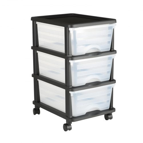Plastic Storage Drawers Cart 3 Drawers Storage Organizer with Wheels