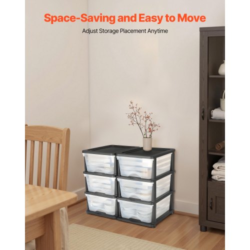 Plastic Storage Drawers 2 Pack Storage Organizer Drawer 6 Drawers Closet