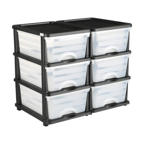 Plastic Storage Drawers 2 Pack Storage Organizer Drawer 6 Drawers Closet