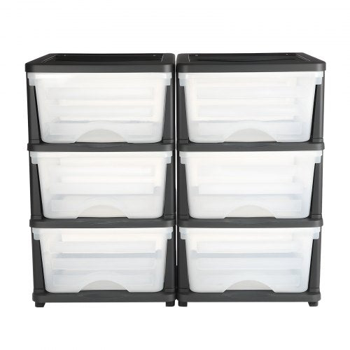 Plastic Storage Drawers 2 Pack Storage Organizer Drawer 6 Drawers Closet