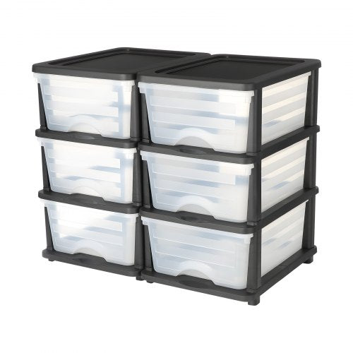 Plastic Storage Drawers 2 Pack Storage Organizer Drawer 6 Drawers Closet