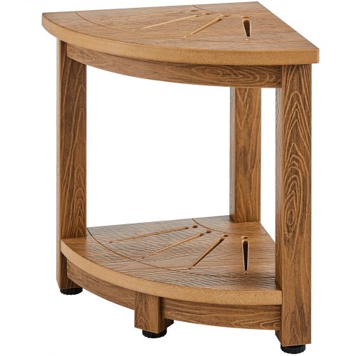 Corner Shower Bench 165 Height 128 Radius Faux Wood Grain Polystyrene