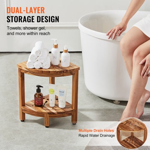 Corner Teak Shower Bench 17 Height 12 Radius 100 Teak Wood Corner