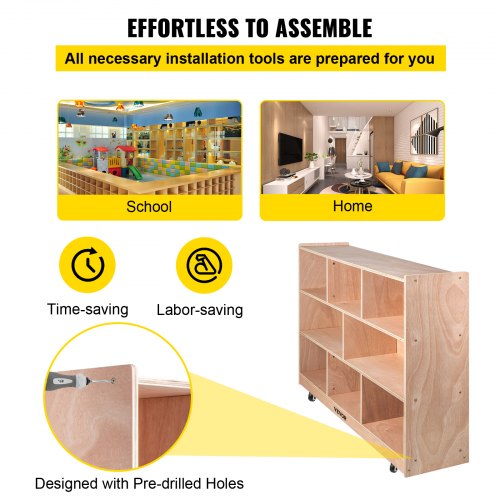 Classroom Storage Cabinet Plywood 8Section Preschool Storage Shelves 36