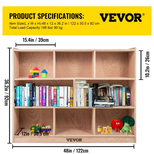 Classroom Storage Cabinet Plywood 8Section Preschool Storage Shelves 36