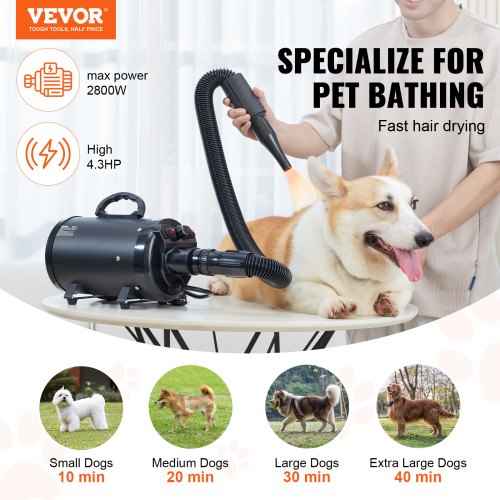 Dog Dryer 2800W43HP Dog Blow Dryer Pet Grooming Dryer with Adjustable