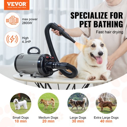 Dog Dryer 2800W43HP Dog Blow Dryer Pet Grooming Dryer with Adjustable