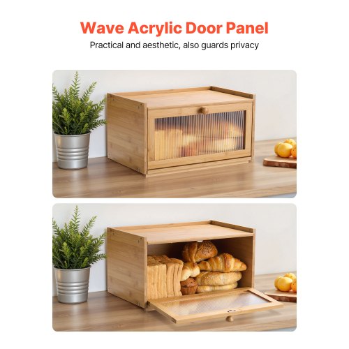 Bread Box for Kitchen Counter Large Capacity Bamboo Bread Storage