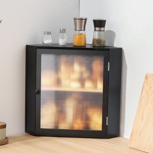 Corner Bread Box for Kitchen Counter Double Layer Large Capacity Bamboo