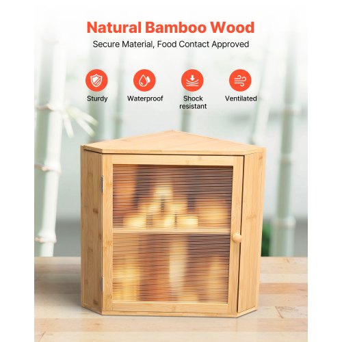 Corner Bread Box for Kitchen Counter Double Layer Large Capacity Bamboo