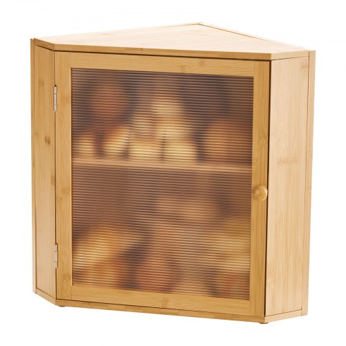 Corner Bread Box for Kitchen Counter Double Layer Large Capacity Bamboo