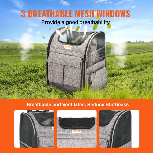 Rolling Pet Carrier Backpack with Removable Wheels for Under 18LBS Large