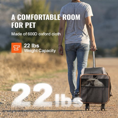 Cat Carrier with Wheels Airline Approved Rolling Pet Carrier with Wheels