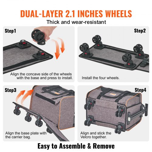 Cat Carrier with Wheels Airline Approved Rolling Pet Carrier with Wheels