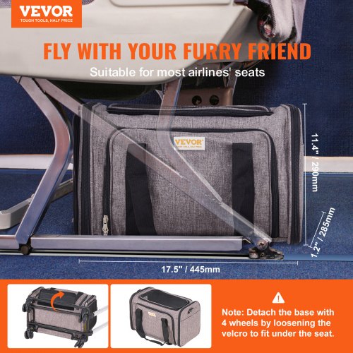 Cat Carrier with Wheels Airline Approved Rolling Pet Carrier with Wheels