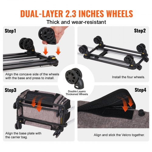 Cat Carrier with Wheels Airline Approved Rolling Pet Carrier with Wheels