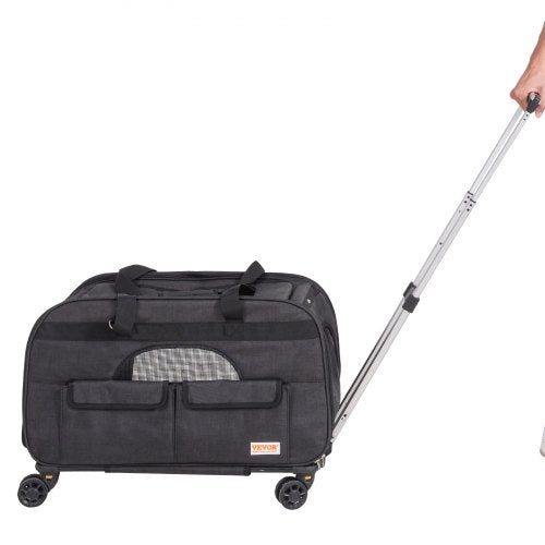 Cat Carrier with Wheels Rolling Pet Carrier with Telescopic Handle and Shoulder