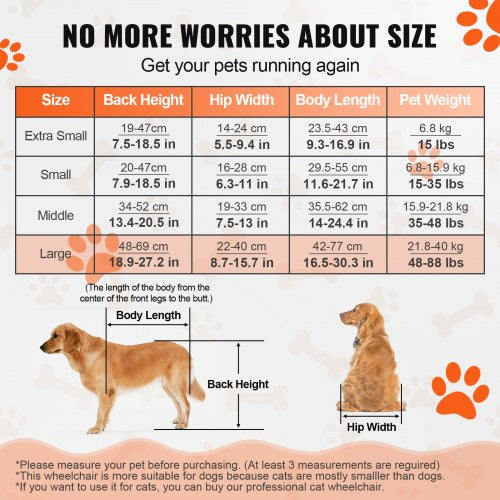2 Wheels Dog Wheelchair for Back Legs Pet Wheelchair Lightweight