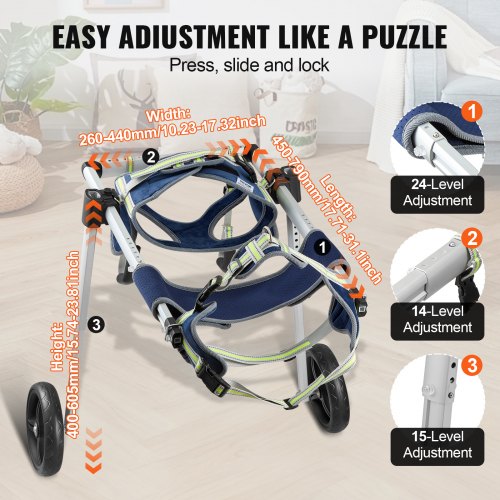 2 Wheels Dog Wheelchair for Back Legs Pet Wheelchair Lightweight