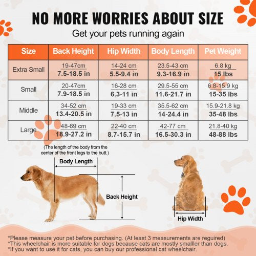 2 Wheels Dog Wheelchair for Back Legs Pet Wheelchair Lightweight