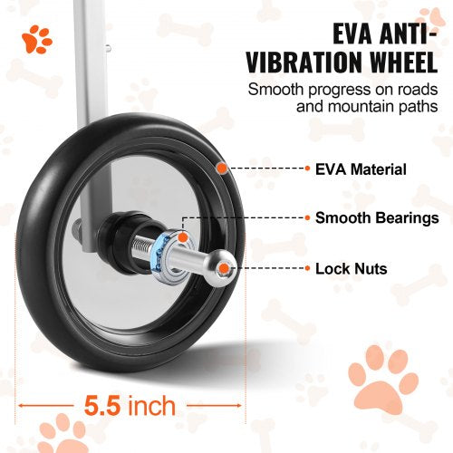 2 Wheels Dog Wheelchair for Back Legs Pet Wheelchair Lightweight