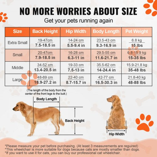 2 Wheels Dog Wheelchair for Back Legs Pet Wheelchair Lightweight