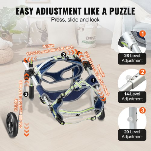 2 Wheels Dog Wheelchair for Back Legs Pet Wheelchair Lightweight
