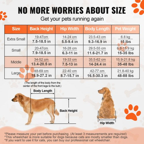 2 Wheels Dog Wheelchair for Back Legs Pet Wheelchair Lightweight