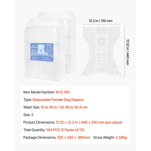 Disposable Dog Diapers Super Absorbent Female Dog Diapers 360° LeakProof