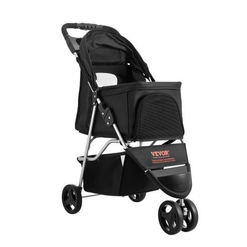 Pet Stroller 35 lbs Weight Capacity Foldable Dog Stroller Cart 3 Wheels