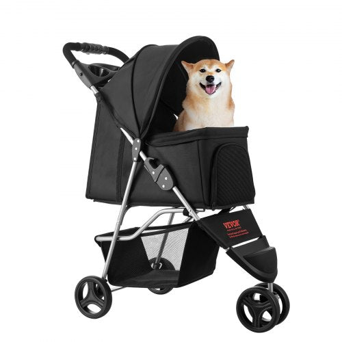 Pet Stroller 35 lbs Weight Capacity Foldable Dog Stroller Cart 3 Wheels