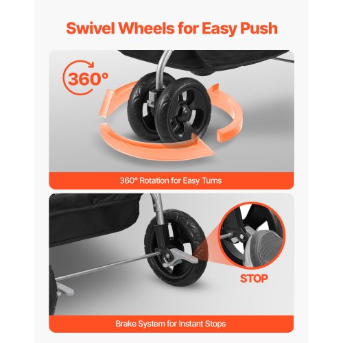 Pet Stroller 35 lbs Weight Capacity Foldable Dog Stroller Cart 4 Wheels