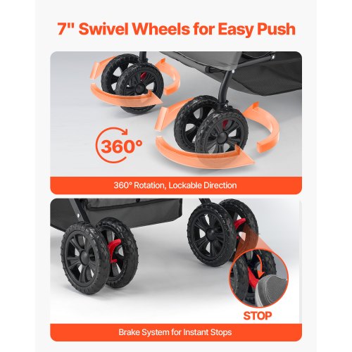 Pet Stroller 44 lbs Weight Capacity Foldable Dog Stroller Cart 4 Wheels