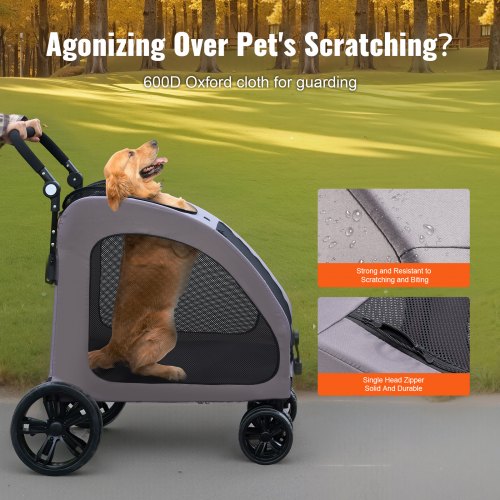 Pet Stroller 4 Wheels Dog Stroller with Brakes 160lbs Weight Capacity