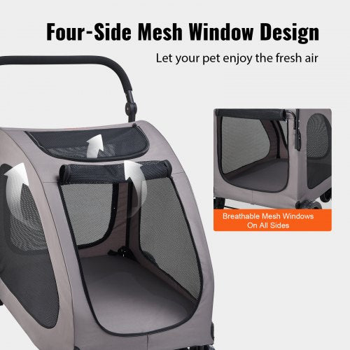 Pet Stroller 4 Wheels Dog Stroller with Brakes 160lbs Weight Capacity